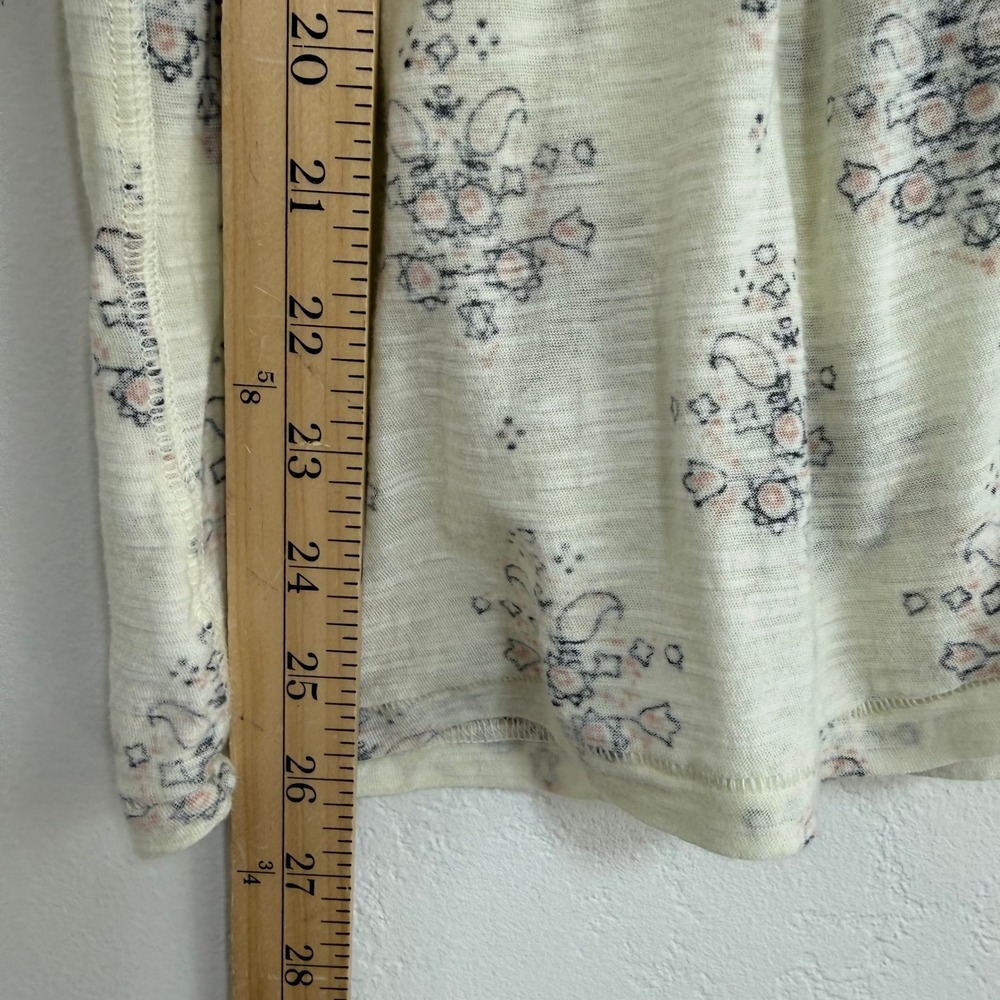 We The Free Tee Boxy Oversized T Shirt Cream Paisley Print Boho Slub Knit Small - Picture 12 of 12